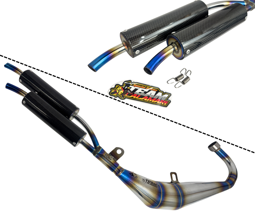 YSR 50 Twin Tip Stainless Exhaust — Team Calamari / ZumasRus YSR 50 Twin Tip Stainless Exhaust — Team Calamari / ZumasRus